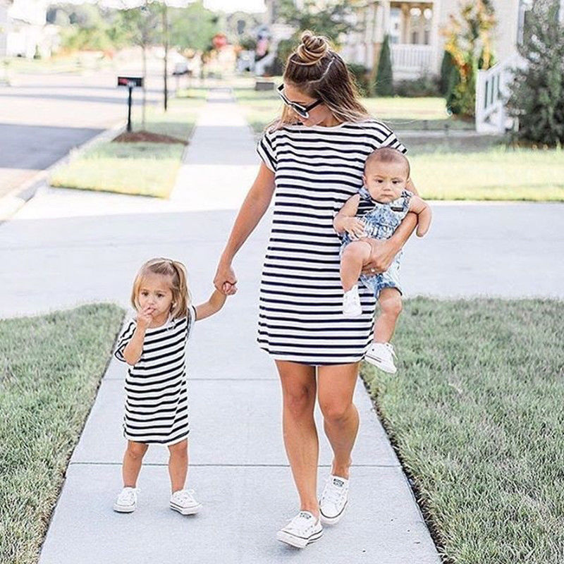 Mommy & Me Striped T-Shirt Dress Abby Apples Boutique Mommy & Me Striped T-Shirt Dress Abby Apples Boutique