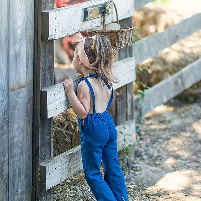 Amelia Denim Overall Bell Bottom Romper 5-7-9 SPECIAL - Abby Apples Boutique