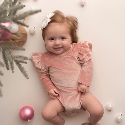 Velveteen Ruffle Sleeve Romper