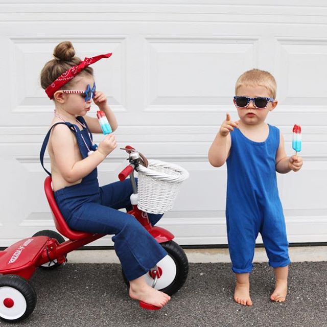 Amelia Denim Overall Bell Bottom Romper 5-7-9 SPECIAL - Abby Apples Boutique