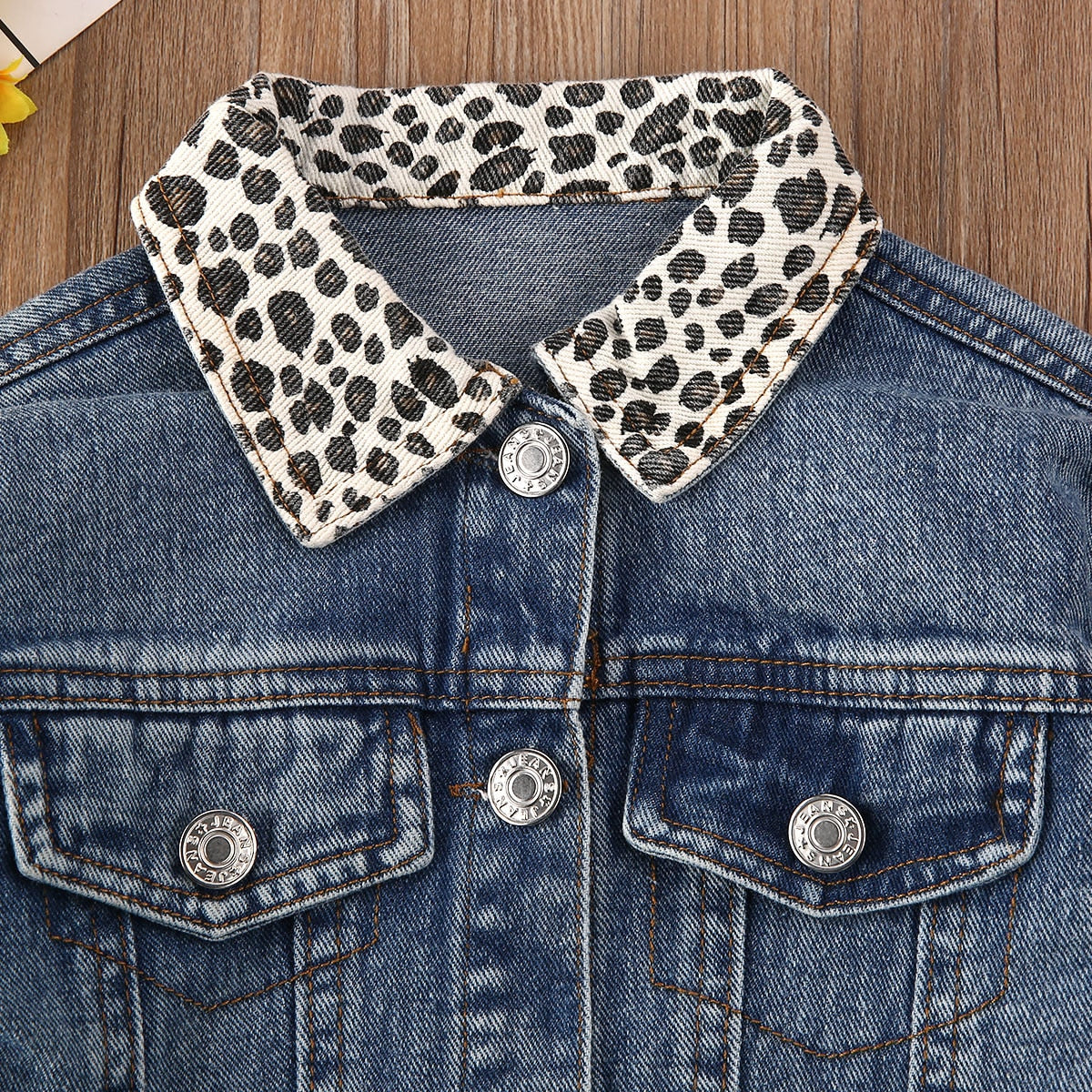 Vicki Leopard Collar Denim Jacket