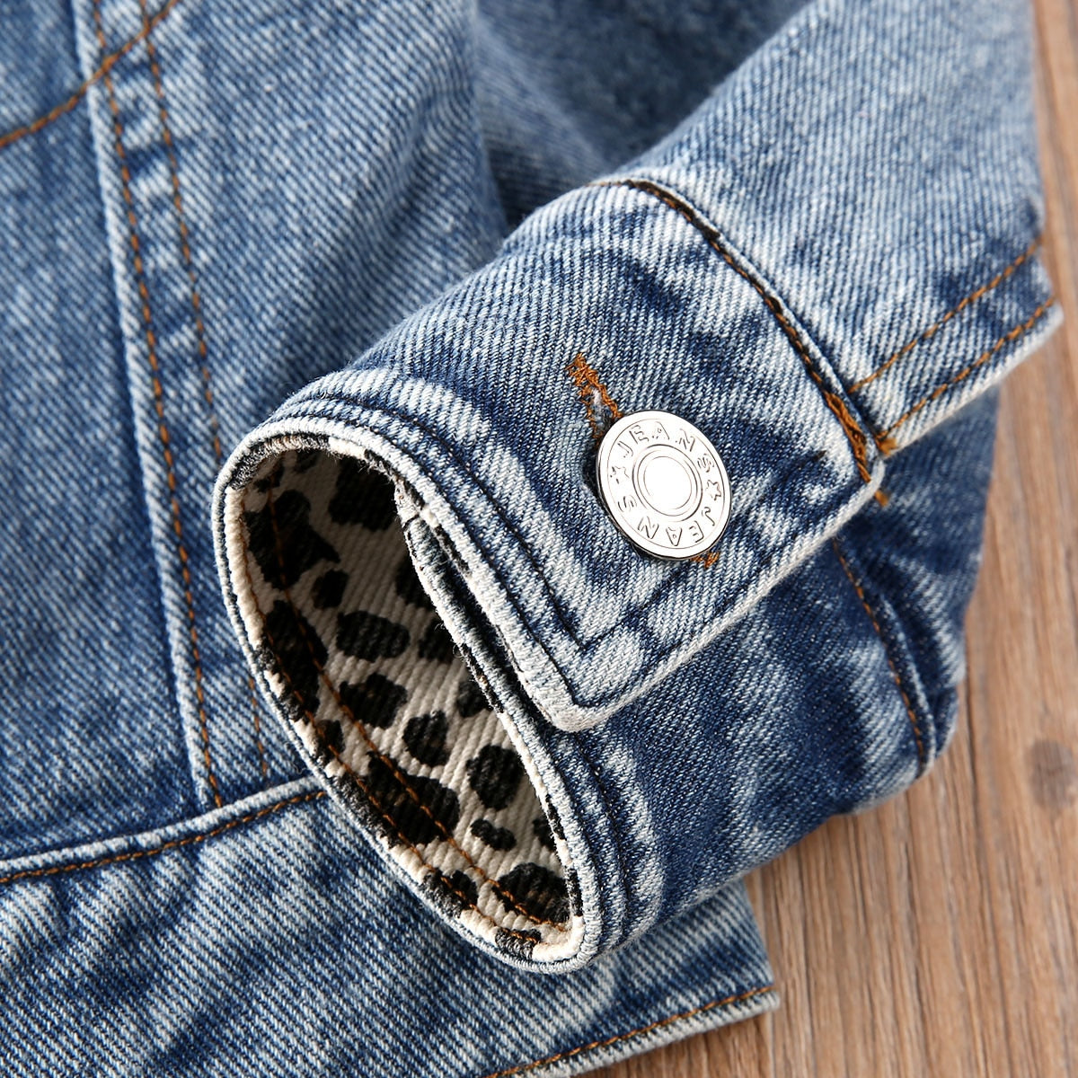 Vicki Leopard Collar Denim Jacket