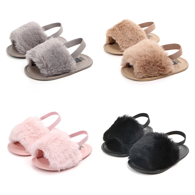 Fuzzy Baby Slides Sandals