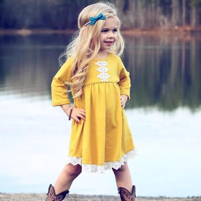 yellow dress with apples Madison Cotton Dress with Lace Detail – Abby Apples Boutique
