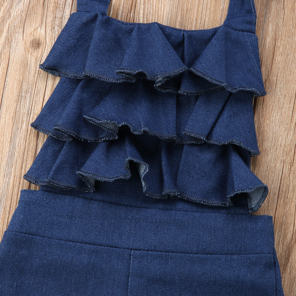Amanda Ruffle Denim Jumpsuit - Abby Apples Boutique