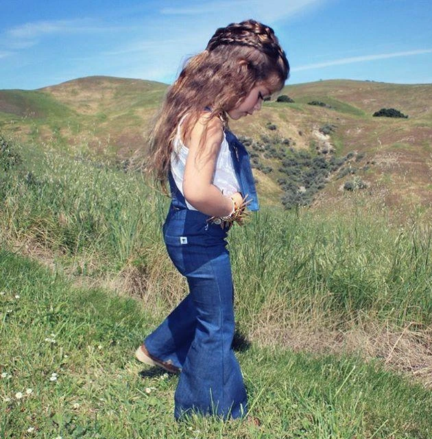 Amelia Denim Overall Bell Bottom Romper 5-7-9 SPECIAL - Abby Apples Boutique