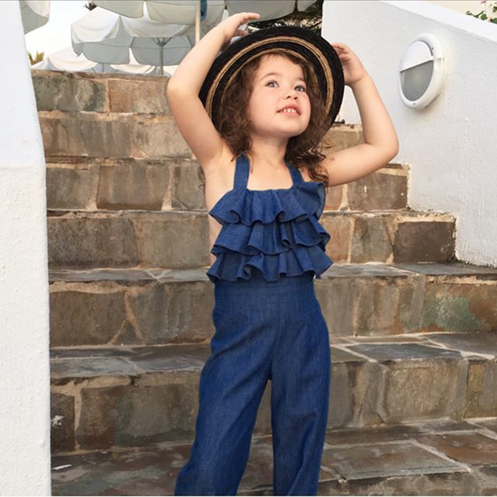Amanda Ruffle Denim Jumpsuit - Abby Apples Boutique