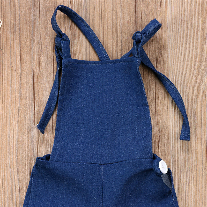 Amelia Denim Overall Bell Bottom Romper 5-7-9 SPECIAL - Abby Apples Boutique