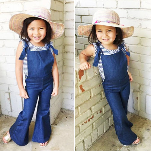 Amelia Denim Overall Bell Bottom Romper 5-7-9 SPECIAL - Abby Apples Boutique