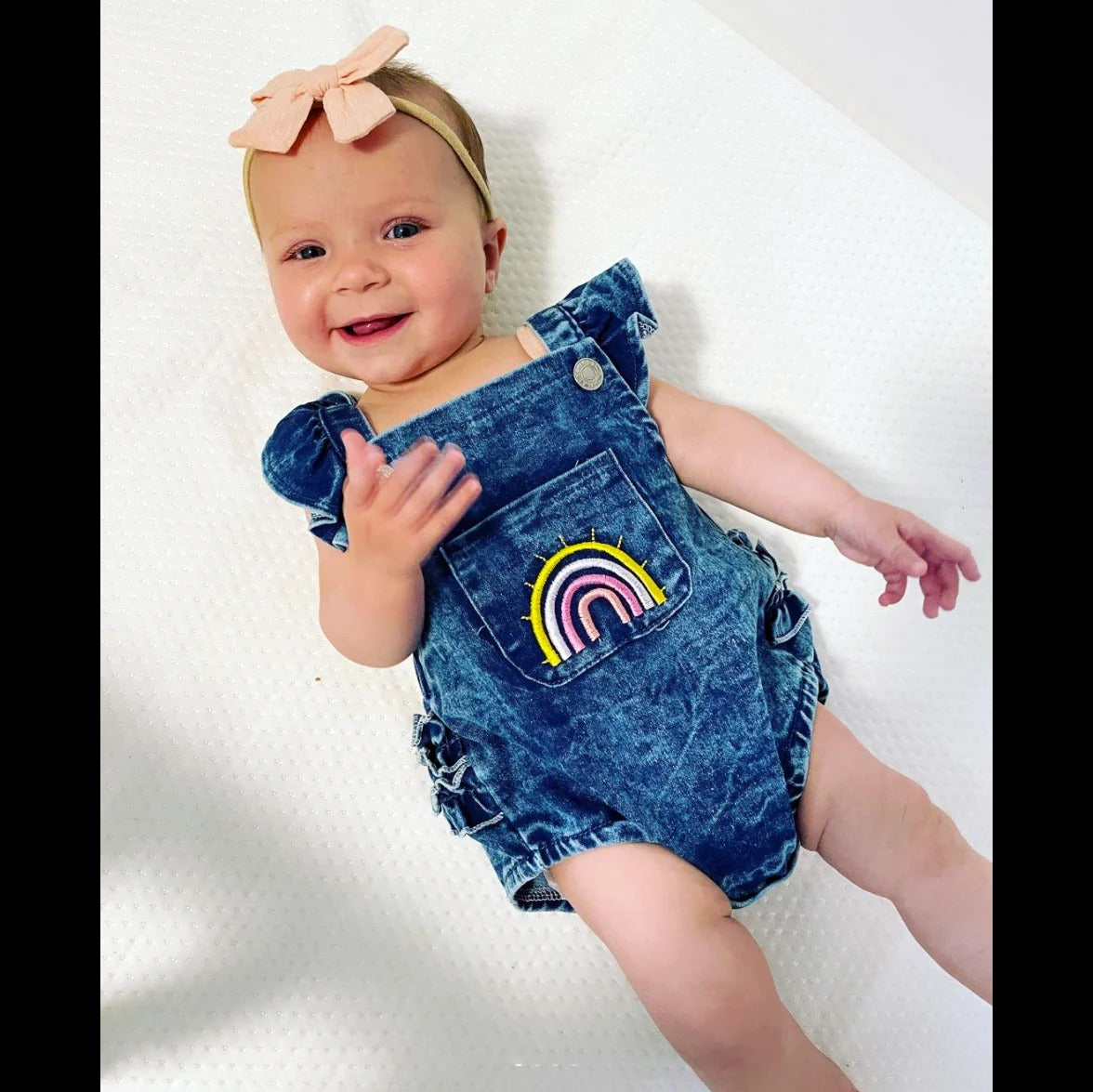 Rainbow Denim Romper Set