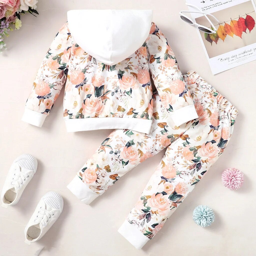 Girls Floral Sweatshirt Set Abby Apples Boutique