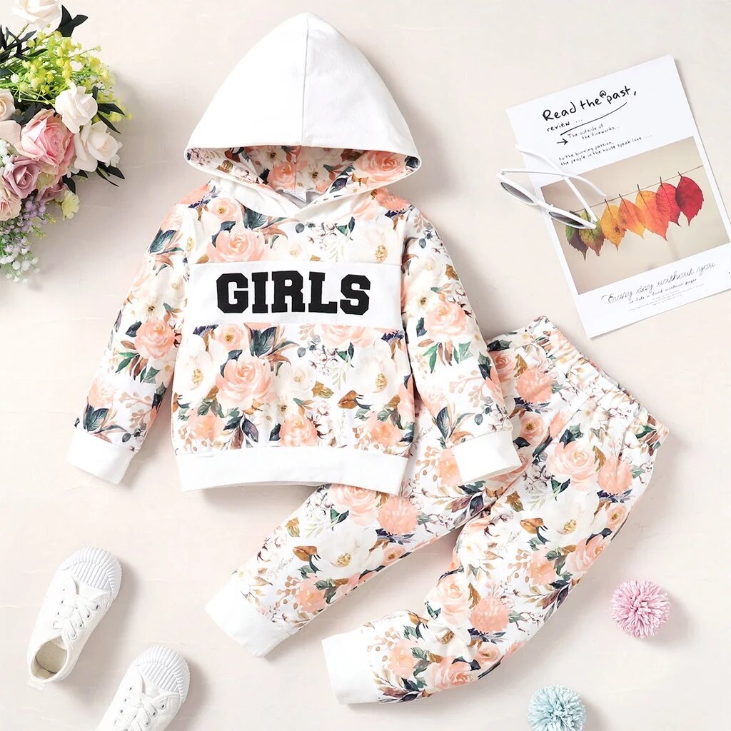 Girls Floral Sweatshirt Set