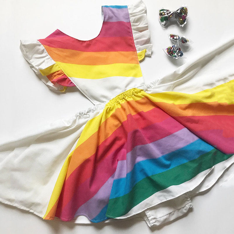 Rainbow Striped Dress - Abby Apples Boutique