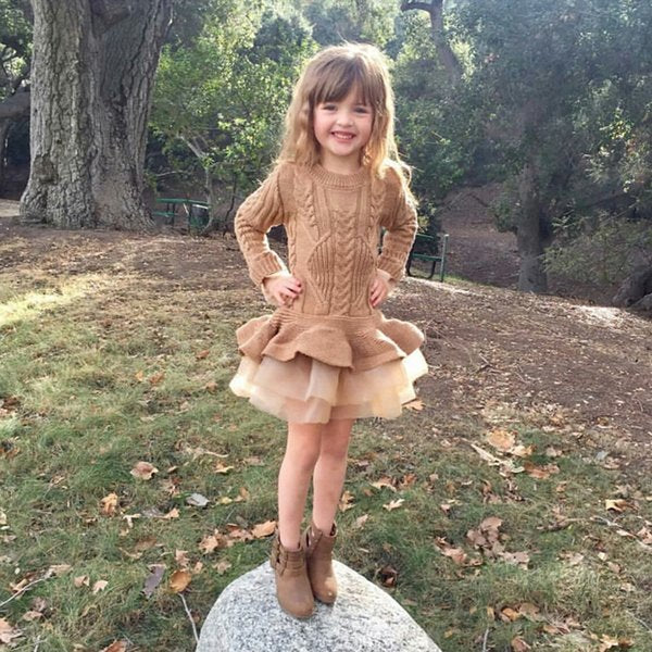 Girls Knit Sweater Tutu Dress - Abby Apples Boutique