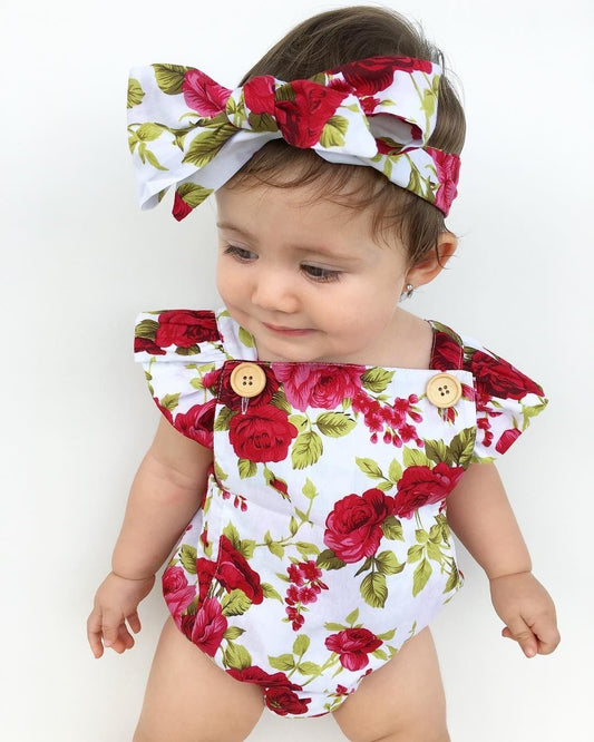 Rosy Floral Romper - Abby Apples Boutique