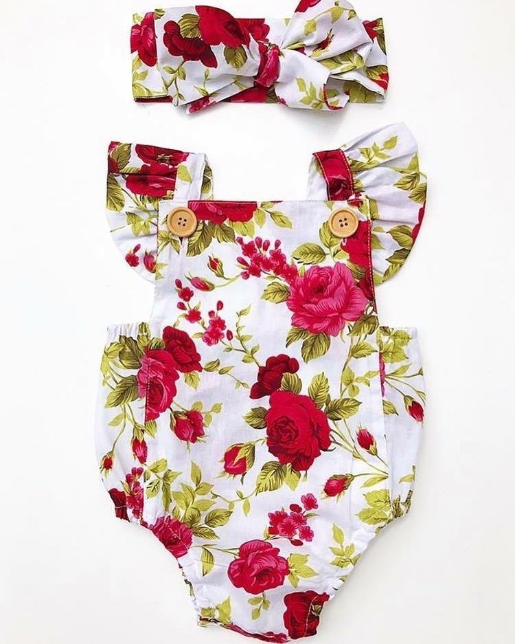 Rosy Floral Romper - Abby Apples Boutique