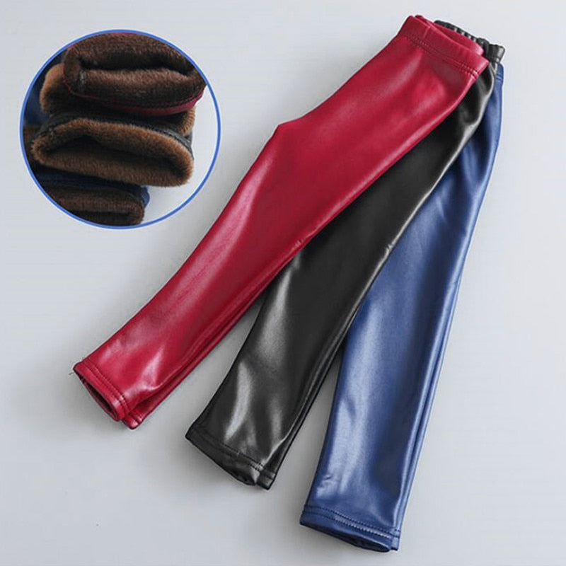 Faux Leather and Fur Lined Leggings - Abby Apples Boutique