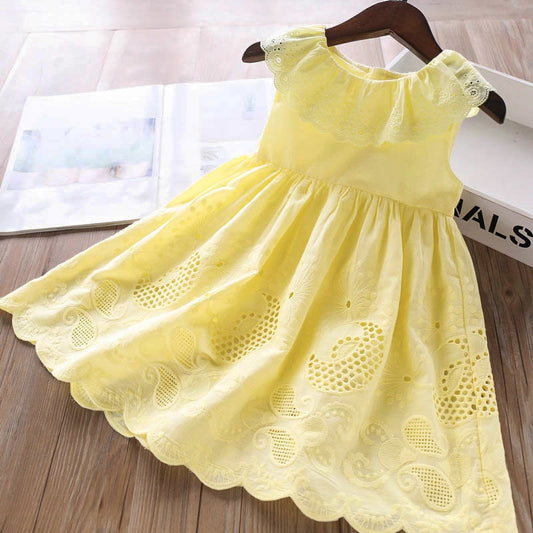 Isla Ruffle Neck Embroidery Dress