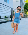 Leni Cutout Waist Denim Shortalls