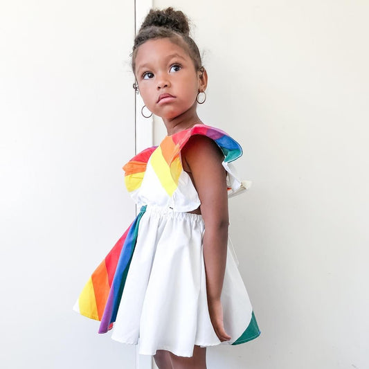 Rainbow Striped Dress - Abby Apples Boutique