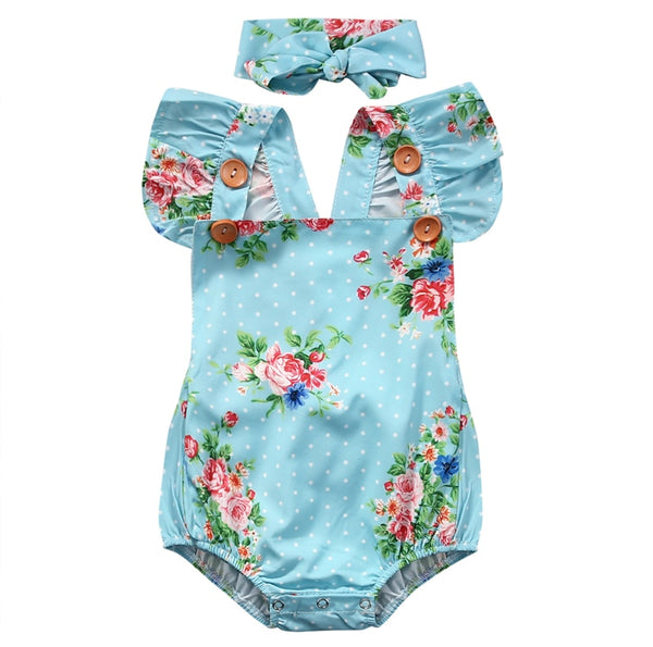 Blue Vines Print Onesie Set main image 1