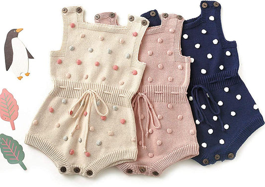 Meryl Sleeveless Knit Pom Pom Romper