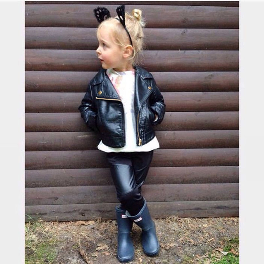 Black Leather Moto Jacket - Abby Apples Boutique