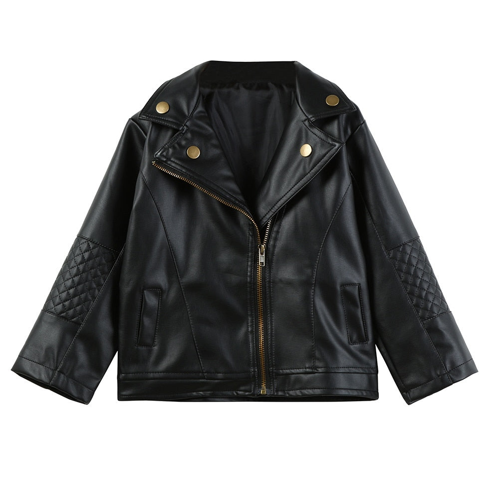 Black Leather Moto Jacket - Abby Apples Boutique
