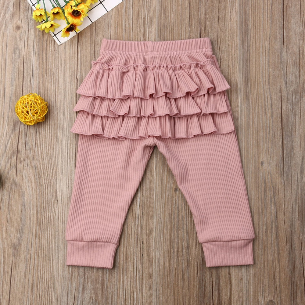 RuffleButts Pink Footless Ruffle Tights | Little Red Embroidery Co.