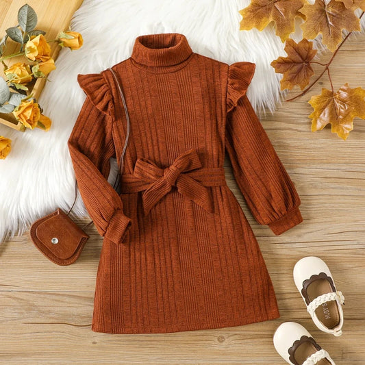 Maple Turtleneck Ruffle Dress