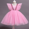 Leila Flutter Sleeve Tulle Dress