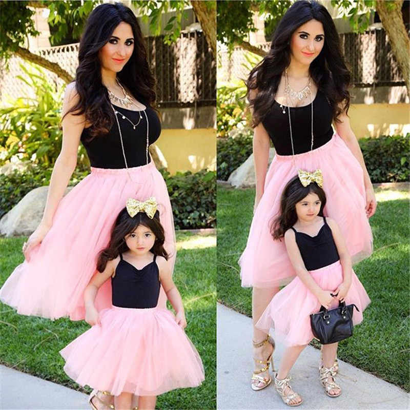 Mommy & Me Pink and Black Tulle Dress – Abby Apples Boutique