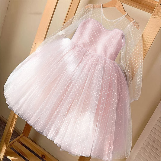 Lia Polka Dot Mesh Overlay Tutu Dress