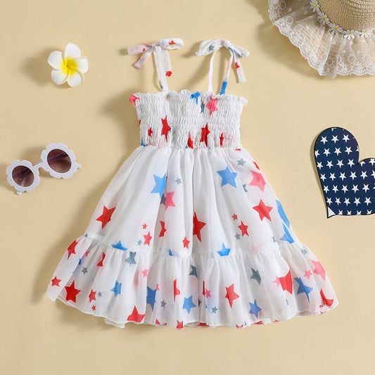 Tesa Star Print Smocked Dress