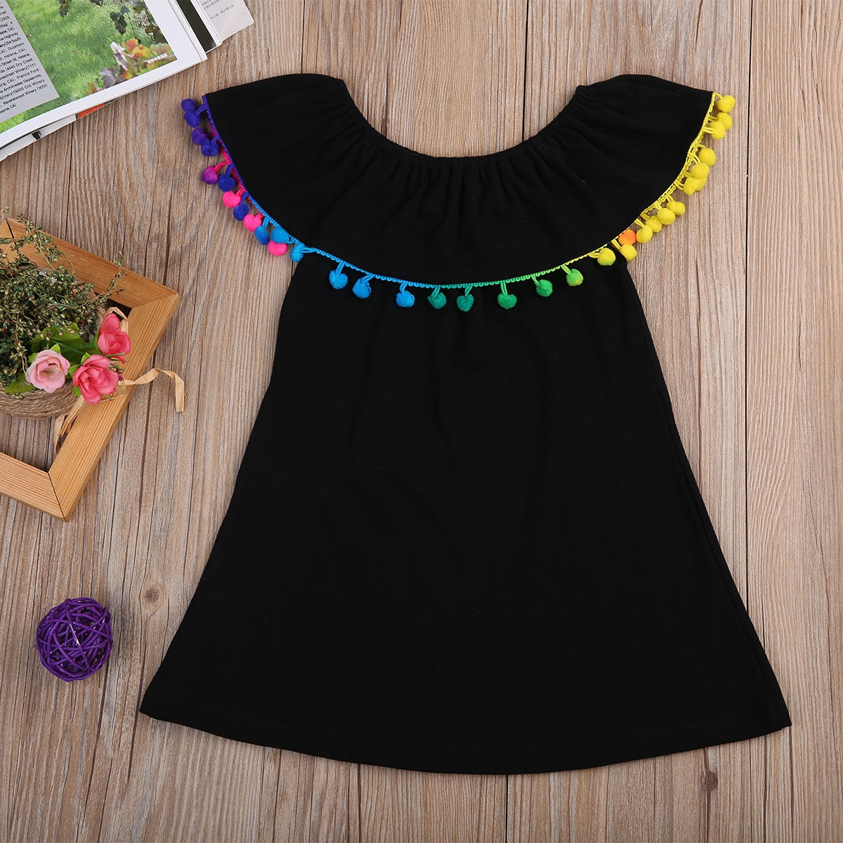 Cassey Rainbow Tassel Dress - Abby Apples Boutique