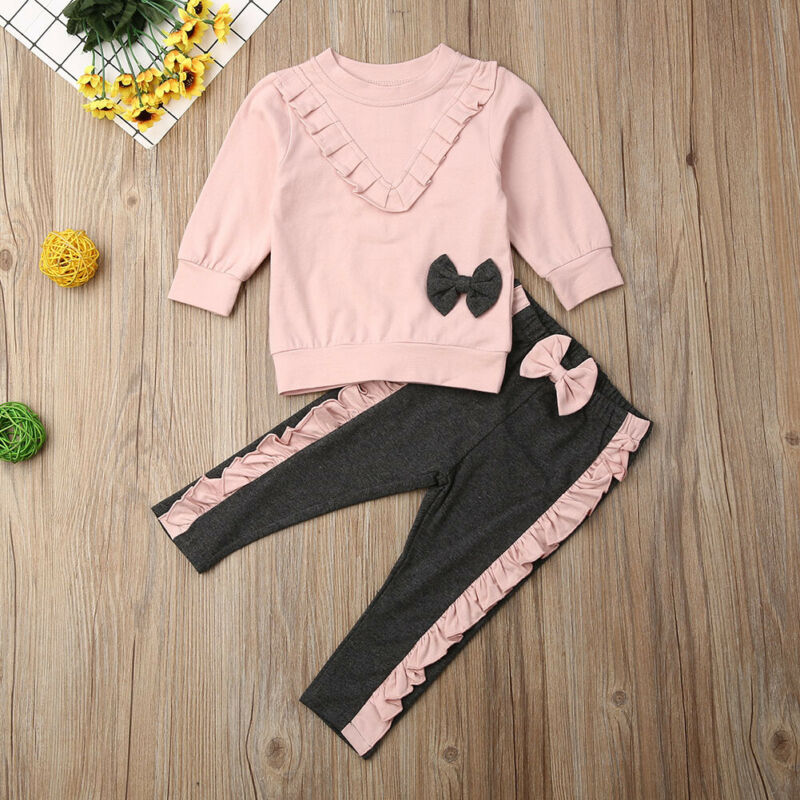 Pink and Black Contrasting Bow Set