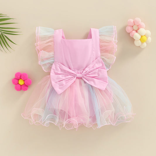 Rainbow Tulle Bowtie Romper