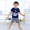 Boys Blue Striped Whale Short Set