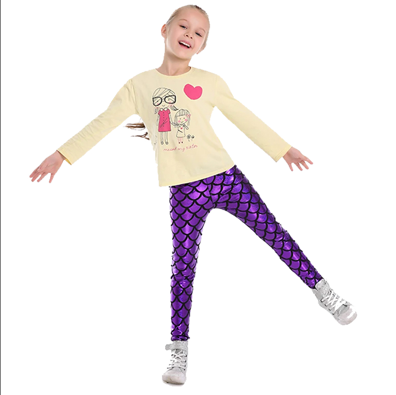 New Girls Mermaid Leggings Tights Xmas Kids Fashion Glossy Print Tights  Children Long Pants 3 8Years T2I034 From 7,6 €