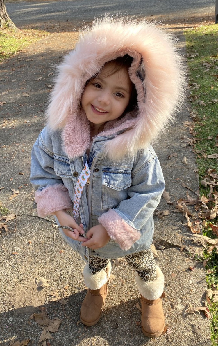 Holly oversized denim fur hooded winter coat deals jacket