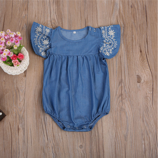Ivy Denim Romper - Abby Apples Boutique