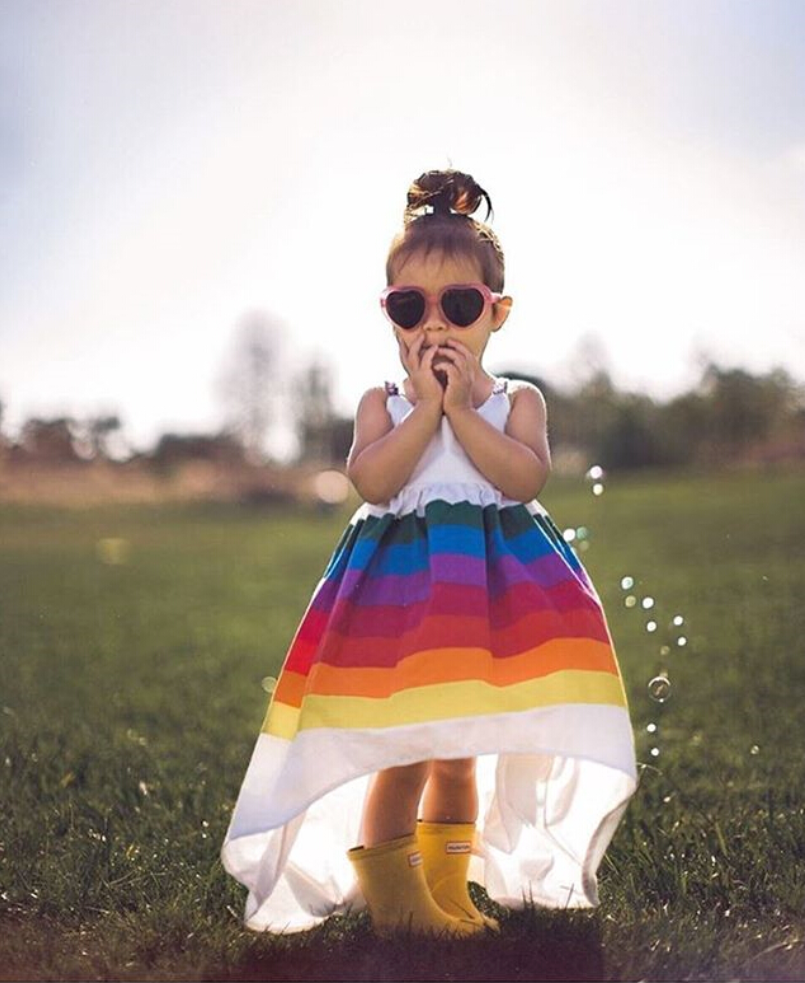 High Low Rainbow Dress - Abby Apples Boutique