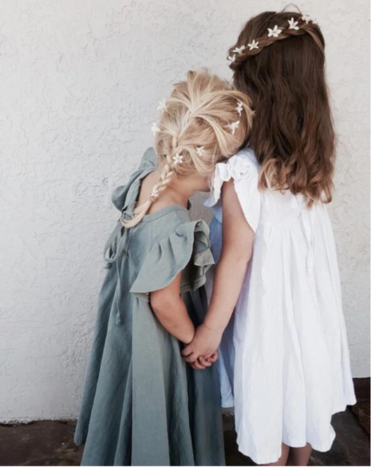 Kara Linen Ruffle Dress - Abby Apples Boutique