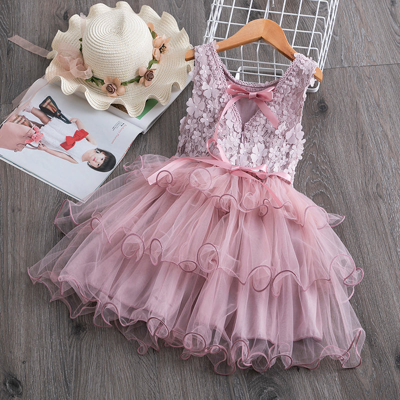 Girls Flower & Tulle Dress - Abby Apples Boutique