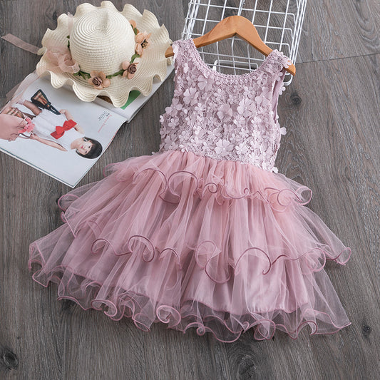 Girls Flower & Tulle Dress - Abby Apples Boutique