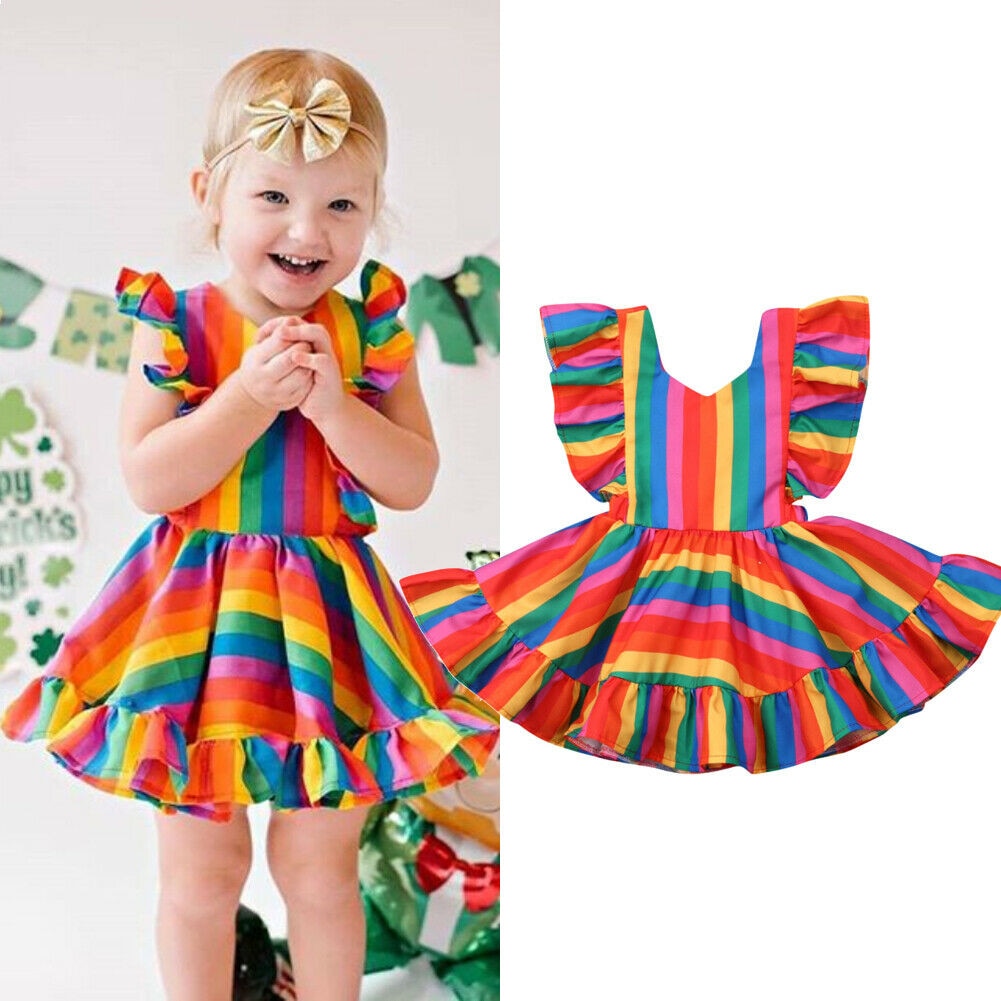 Gilda Rainbow Ruffle Dress