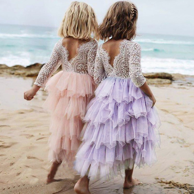 Girls Lace & Tulle Dress - Abby Apples Boutique