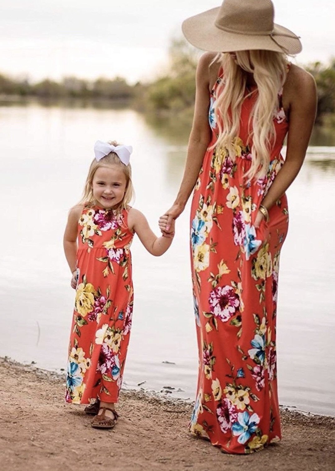 Mommy & Me Orange Floral Dress