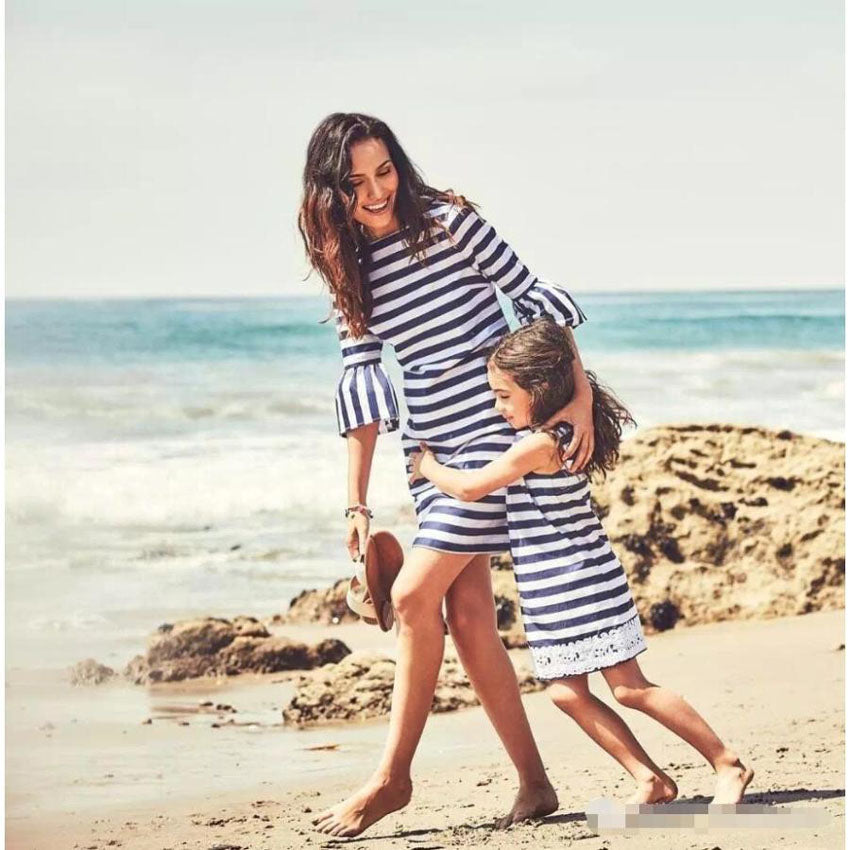 Mother Daughter Striped Cotton Dress - Abby Apples Boutique