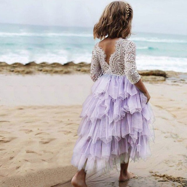 Girls lace hot sale and tulle dress